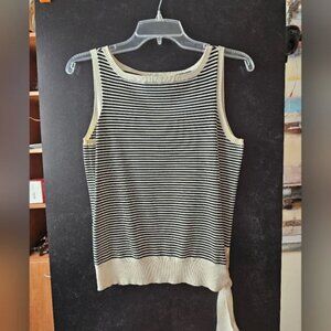 Ann Taylor Petites Black and White Stripe Tank Top - Size MP